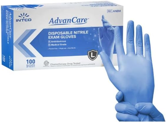 advancare medical exam gloves 100pcs, blue, nitrile advancare medical exam gloves 100pcs, blue, nitrile